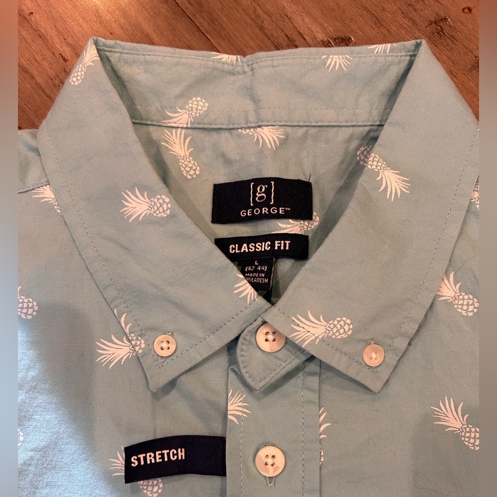 George Pineapple Print Button Down Shirt - Picture 2 of 6